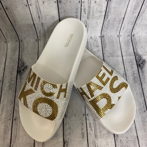 BRAND NEW! MICHAEL KORS WOMENS BLING SLIDES - Picture 3 of 4
